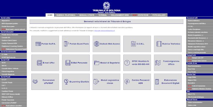 Area Intranet del Tribunale di Bologna